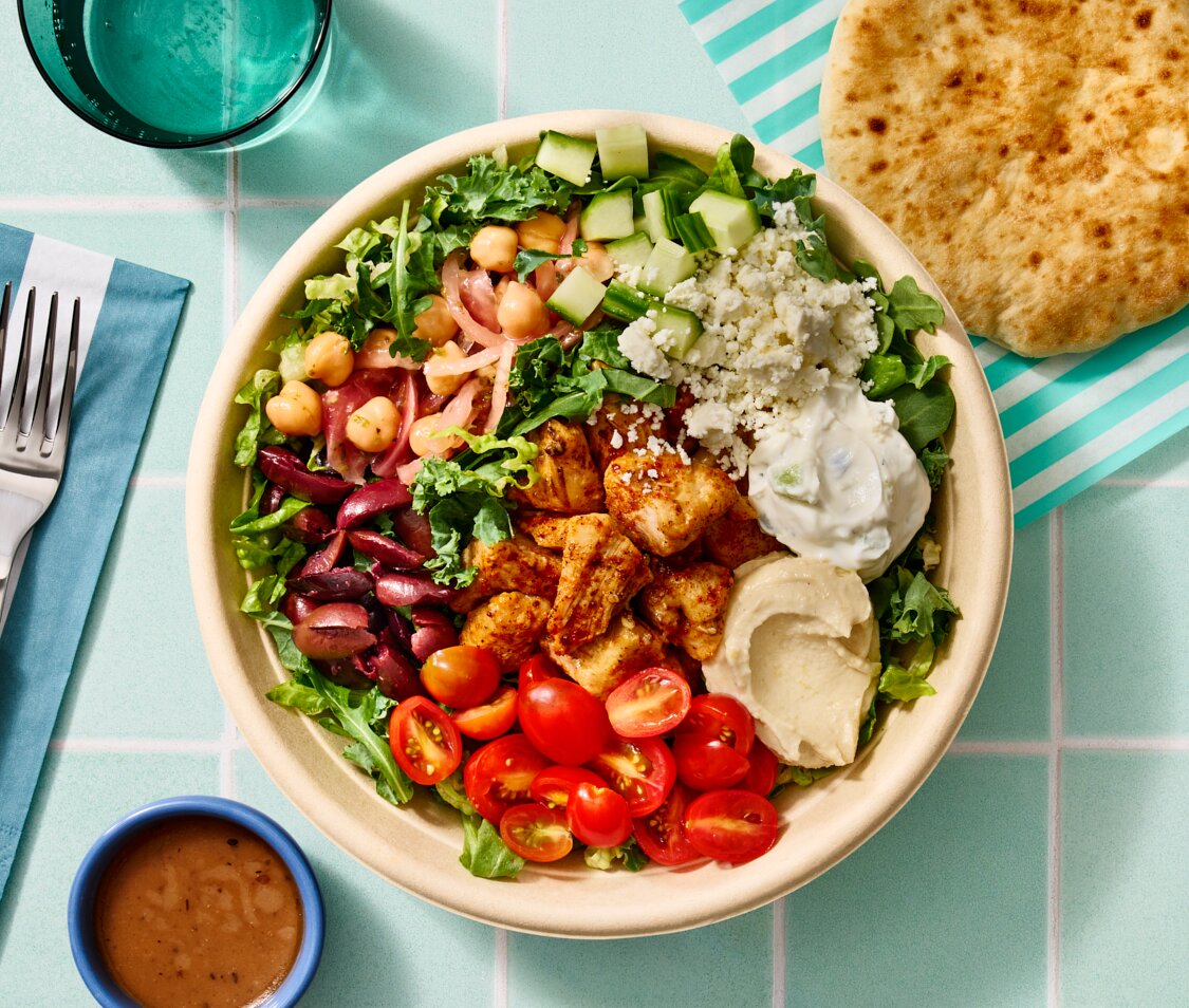 Photo of Greek Salad with Chicken Souvlaki from Yasas by Michael Symon