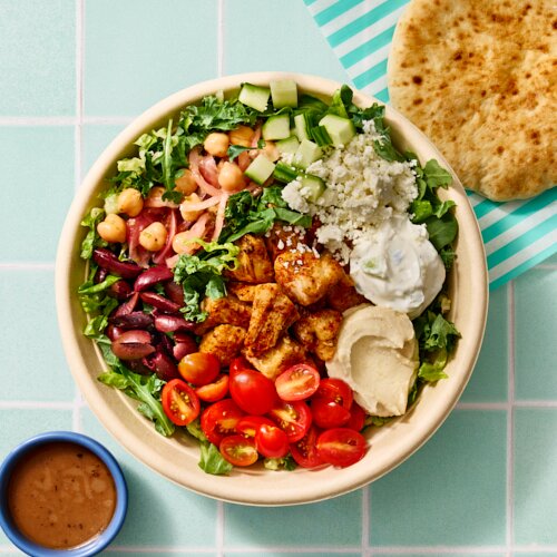 Photo of Greek Salad with Chicken Souvlaki from Yasas by Michael Symon