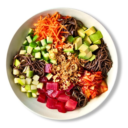 Photo of Esther Choi's Seoul-ba Noodle Bowl with Tuna from Royal Greens