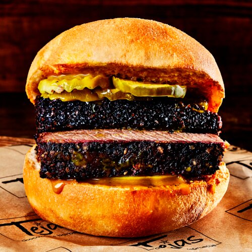 Photo of Classic Brisket Sandwich on Gluten-Free Bun from Tejas Barbecue
