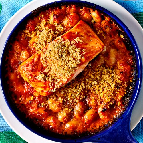 Photo of Roasted Salmon & Butter Beans from Walnut Lane by Jonathan Waxman