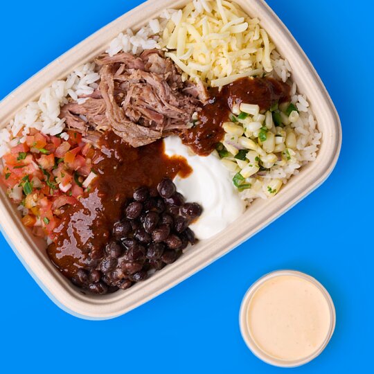 Photo of Red Chile Carnitas Rice Bowl from El Diez Mexican Bowls