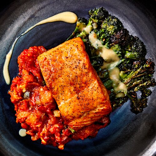 Photo of Salmon con Pisto Manchego from Jota by José Andrés